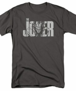 BATMAN JOKER TEXT ON GRAY T-Shirt