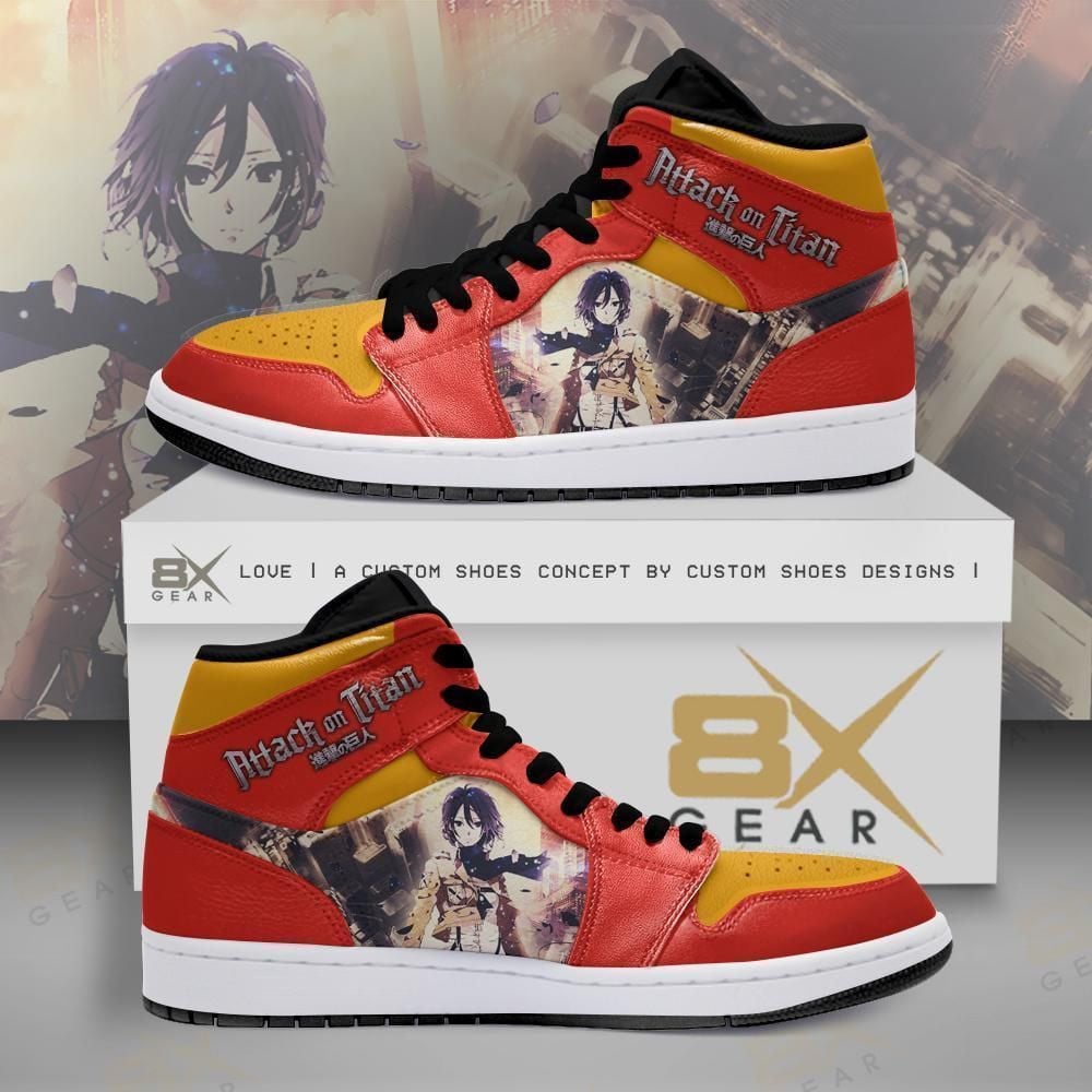 Attack On Titan Jordan Sneakers Mikasa Scouting Legion Anime Shoes Sport V255