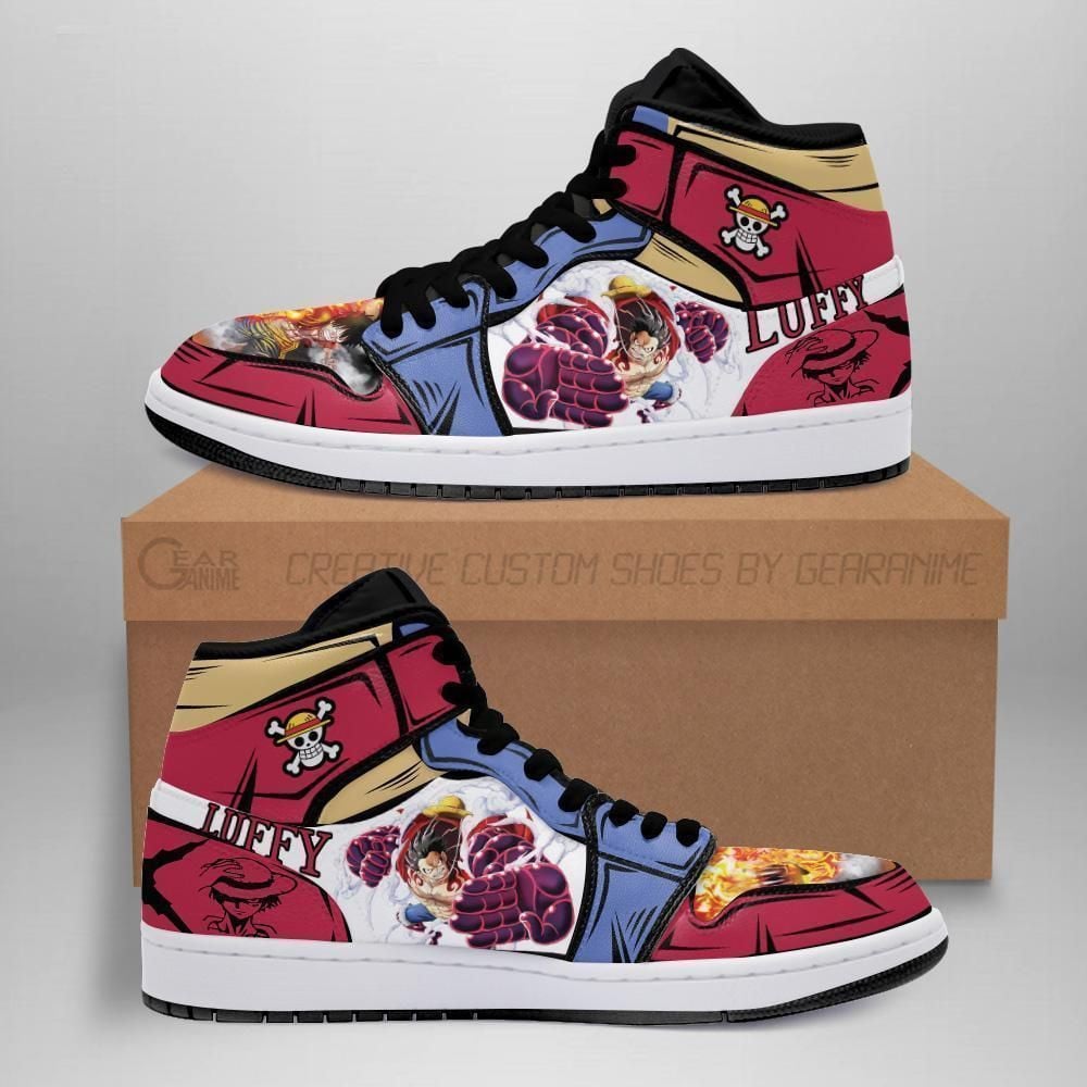 Gear 4 Luffy Straw Hat Priates One Piece Anime Shoes Air Jd Retro Sneakers V1323