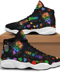 Gift For Lgbt Love Is Love Rose And Hearts Personalized Air Jd13 Sneaker Shoes VJD170