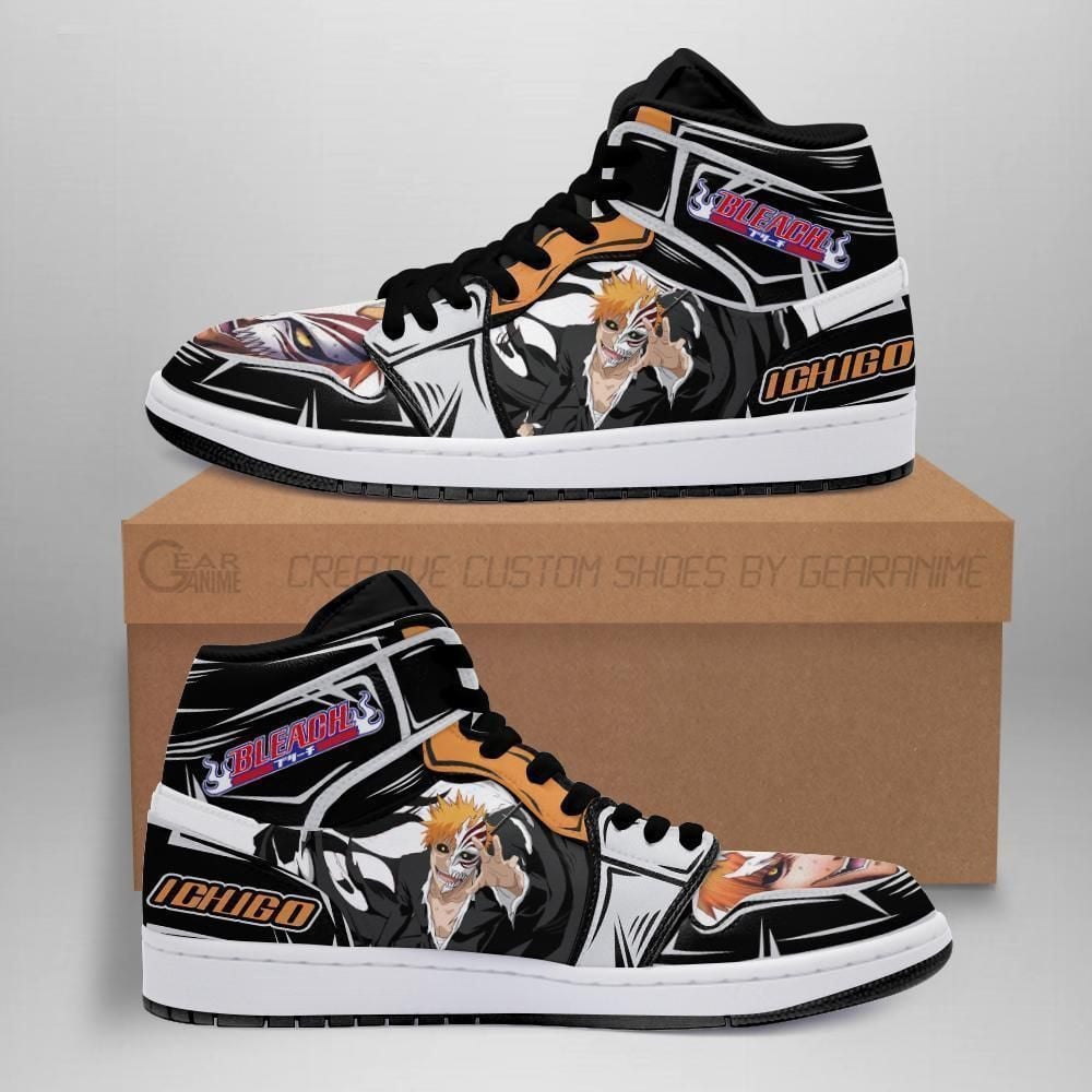 Ichigo Half Hollow Boots J1 Bleach Anime Custom Shoes Air Jd Retro Sneakers V1771