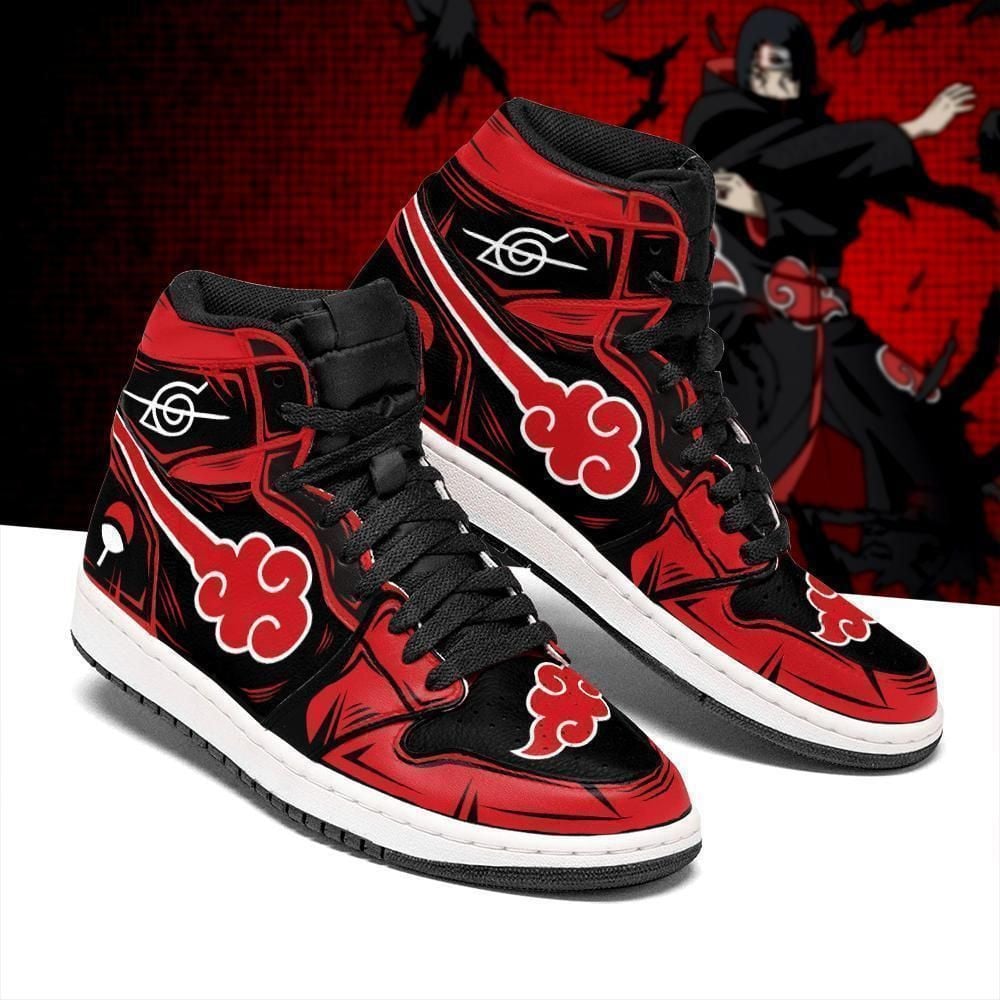 Itachi Akatsuki Symbol Boots J1 Naruto Anime Custom Shoes Air Jd Retro Sneakers V1896