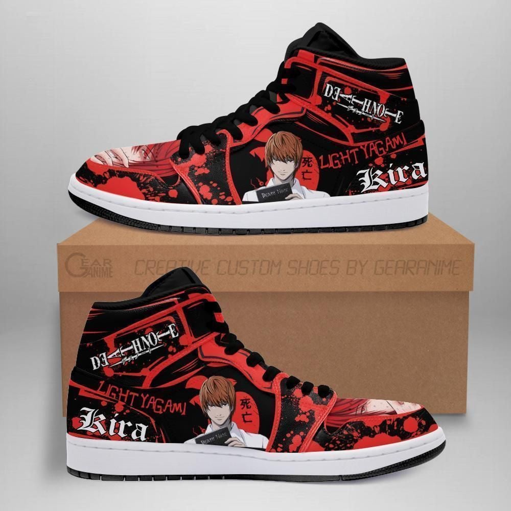 Light Yagami Boots Red Custom Death Note Anime Shoes Air Jd Retro Sneakers V2279