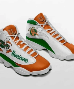 Miami Hurricanes Football Ncaaf Teams Air Jd13 Sneaker Shoes VJD108