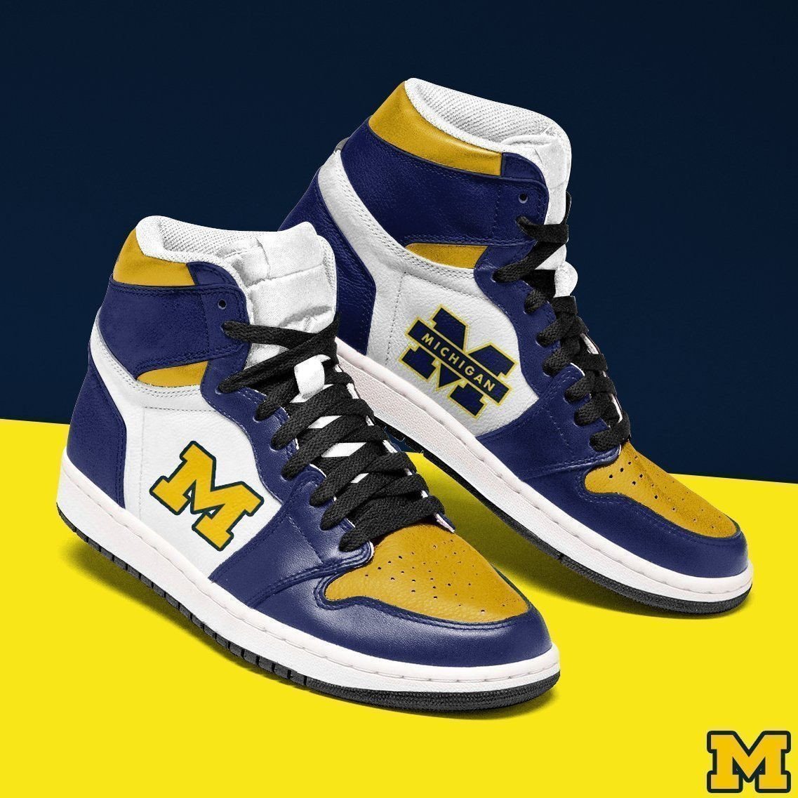 Michigan Wolverines Ncaa Men Unique Michigan Wolverines Football Custom Shoes Air Jd Retro Sneakers V2471