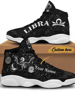 Personalized Black And White Skull Libra Air Jd13 Sneaker Shoes VJD85