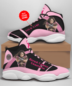 Personalized Wonder Woman Personalized Breast Cancer Awareness Air Jd13 Sneaker Shoes VJD745