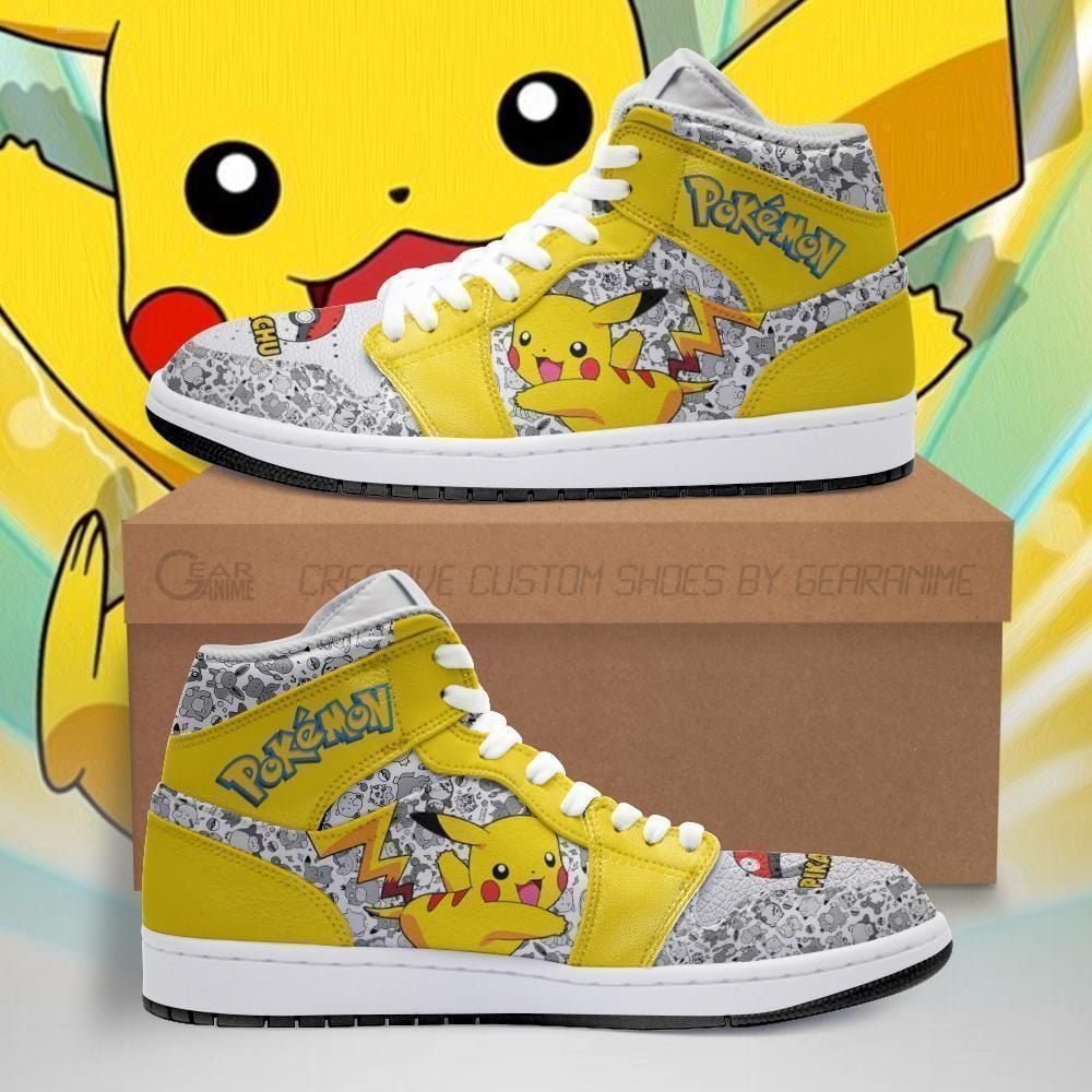 Pikachu 2 Boots J1 Cute Pokemon Anime Custom Shoes Air Jd Retro Sneakers V3134