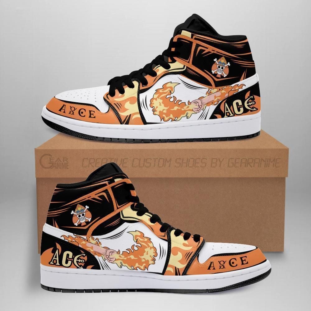 Portgas D Ace High One Piece Anime Shoes Air Jd Retro Sneakers V3173