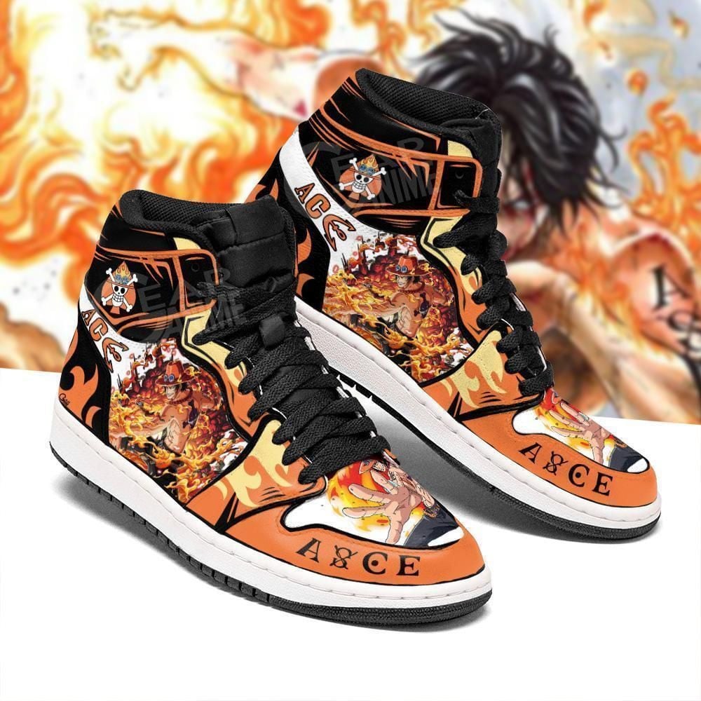 Portgas D Ace High One Piece Anime Sneakers Shoes Air Jd Retro Sneakers V3176