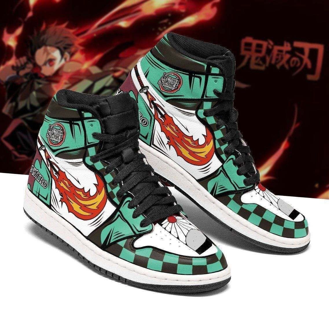 Tanjiro Fire Skill Costume Demon Slayer Sneakers Anime Shoes Sport V3851