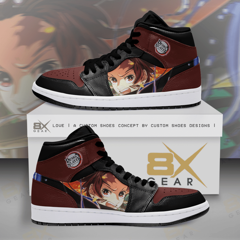 Tanjiro Skills Boots J1 Water Fire Demon Slayer Anime Custom Shoes Air Jd Retro Sneakers V3871